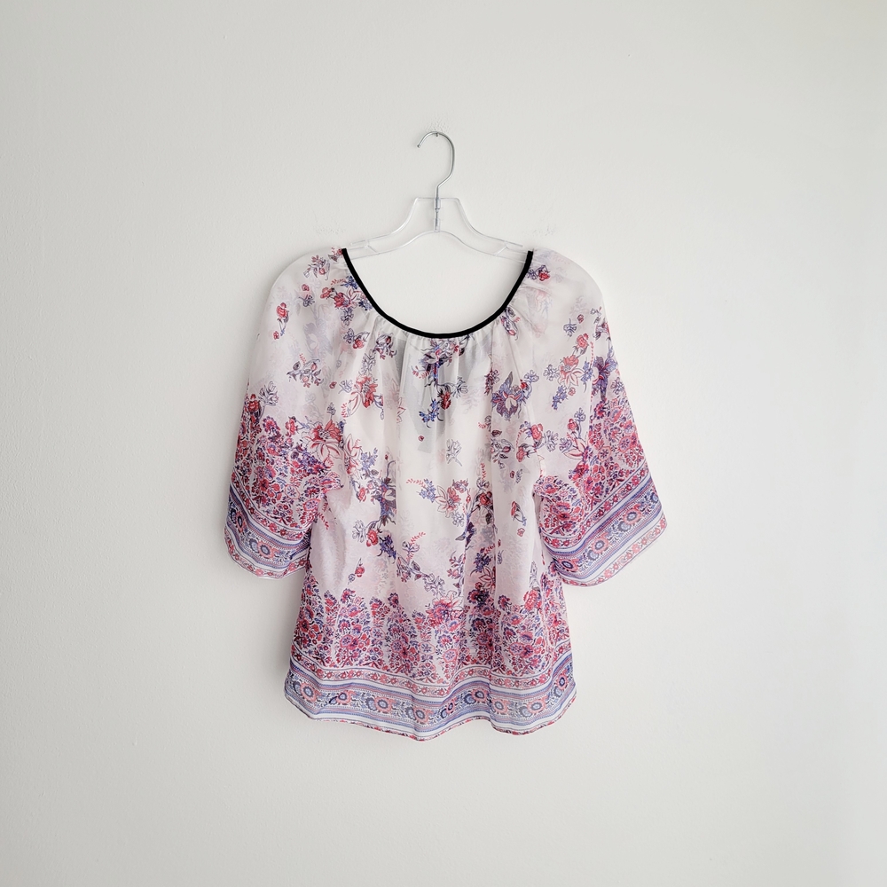 TWELFTH STREET By Cynthia Vincent White Silk Cottage Bohemian Boho Blouse - Picture 7 of 7